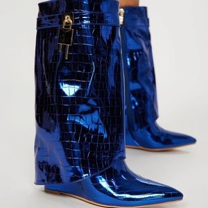 Fashion Nova Blue Heeled Boots